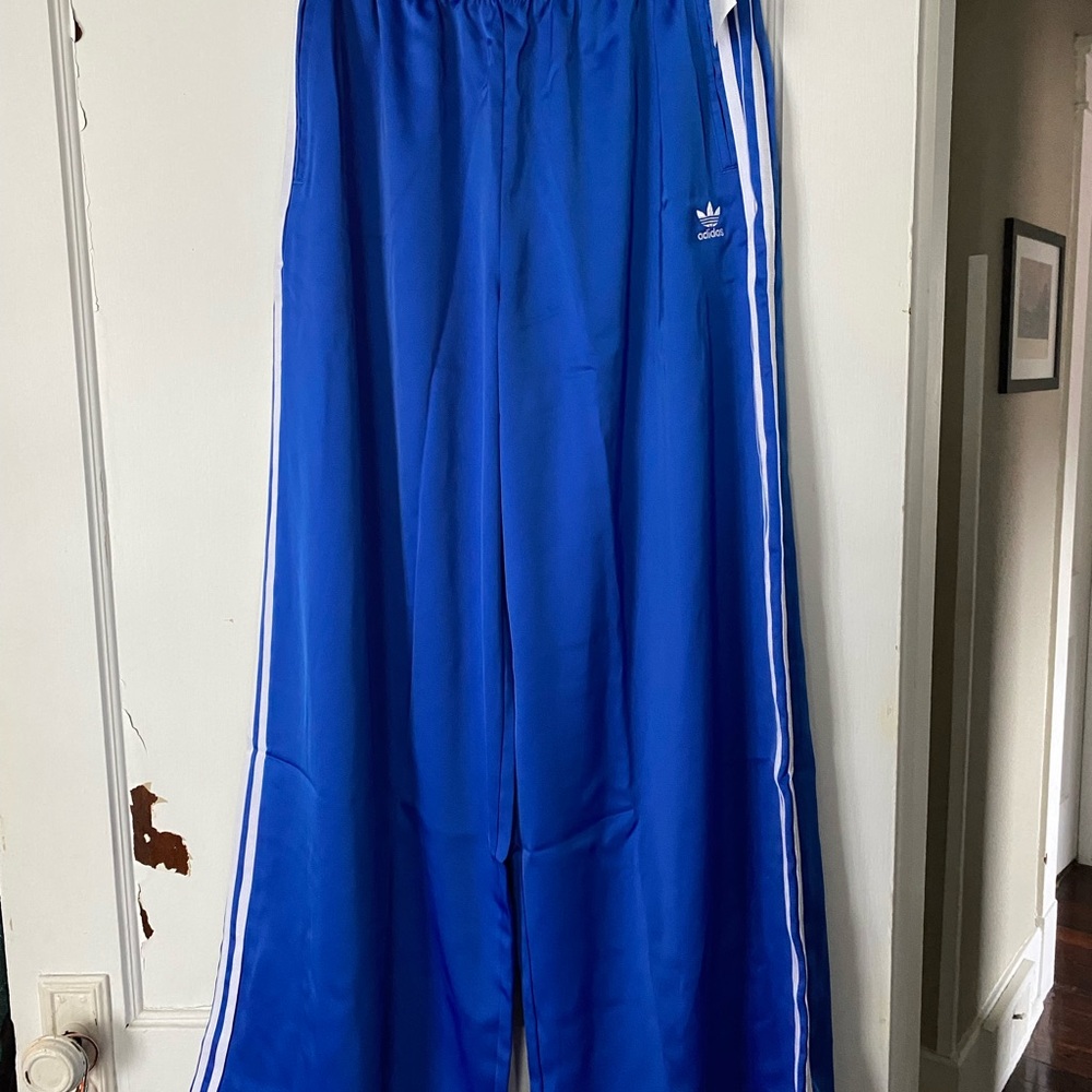 Adidas Blue satin wide Track Pants 8